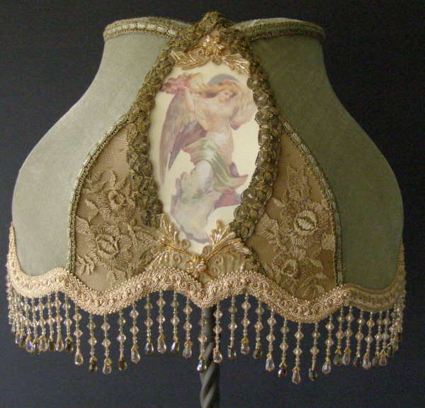 VICTORIAN TABLE LAMP SHADE WITH ANGEL